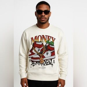 Left Point Sweatshirt Money Sneakers Graffiti Rhinestones Y2K 90s Streetwear 3XL